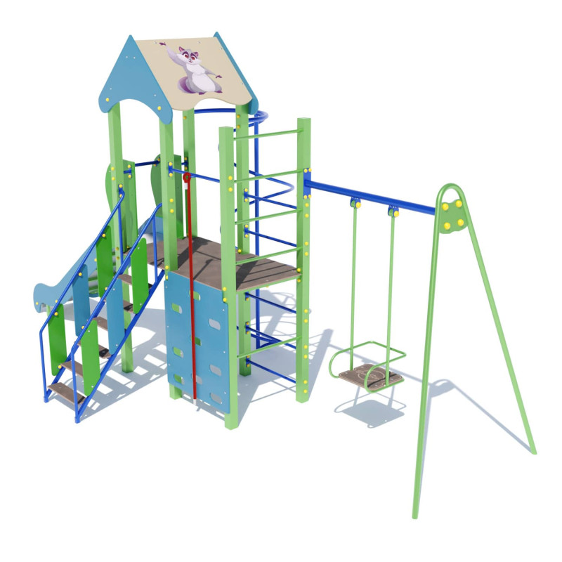 Ігровий комплекс "Єнотик" на металевих стовпах DIO712.7, 577, 260, 314
